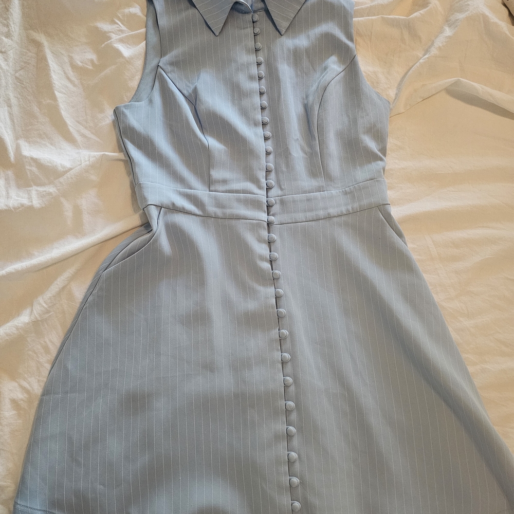 Lulu's Light Blue Button-Front Mini Dress - Picture 2 of 6
